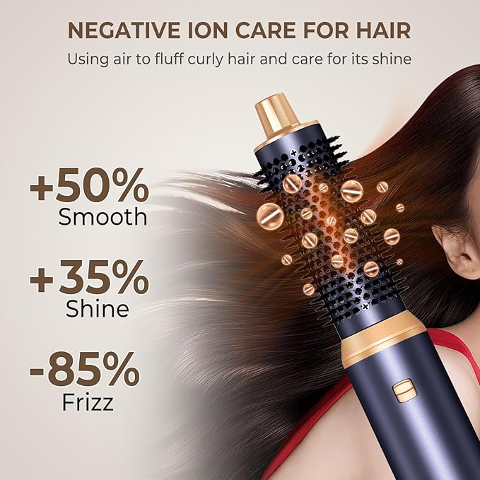 5 in 1 Hair Dryer Brush Set, Negative Ion Blow Dryer Brush Upgrade Hot Air Brush Air Styler Curling Wrap Air Curler, Curling Iron Hair Styling Tools As A Gift for Straight/Curl/Drying/Smoothing