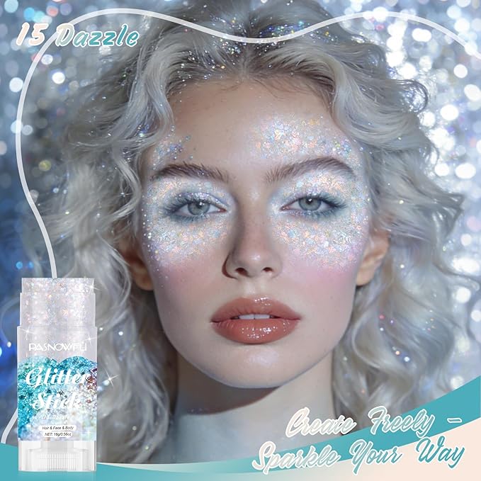 Dazzle Body Glitter Stick, Gel Face Glitter for Women and Girls, Gel Formula Hair Accessories for Festival Concert Party Makeup, Stage Performance Cosplay Costume Events