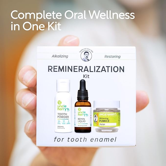 Uncle Harry's Natural Remineralization Kit with Tooth Whitening - 3 Products Strengthen Weak Enamel, Brighten Smile, & Correct Oral Care Issues (1 kit)