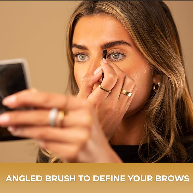 Fab Brows Lux Brow Brush | Ultra Fine Angled Eyebrow Brushes | Larger Dual Brow Brush | Creates Bold or Soft Looks | Beginner-Friendly | Eyebrow Makeup Brushes | Beauty Tools | Vegan, Hypoallergenic