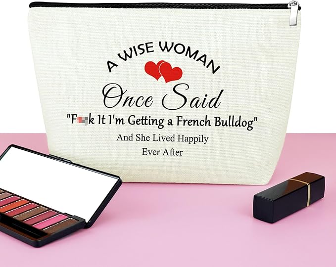 Mxrymvu Funny Gifts for French Bulldog Lovers French Bulldog Theme Makeup Bag Inspirational Birthday Gifts for Women Animal Gift Travel Cosmetic Bags Birthday Thanksgiving Mother's Day Christmas Gift