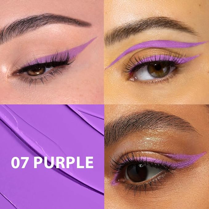 evpct 2Pcs Blue Purple Waterproof Colored Eyeliner Liquid Eye Liner Color Set Long Lasiting Fine Speed Dry Colorful Liquid Eyeliner lapiz delineador de ojos contra el agua blanco para ojos de colores