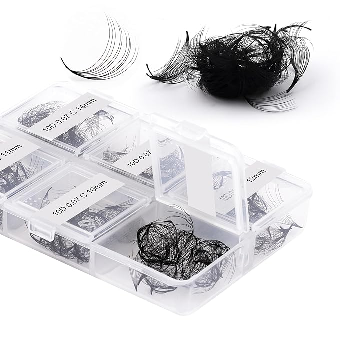 FADLASH Premade Fans Eyelash Extensions 300pcs 10D Premade Lash Fans C Curl Pre Made Fans Lash Extensions Volume Eyelash Extensions Premade Eyelash Fans Loose Fans (10D-0.07C-9-14mm)
