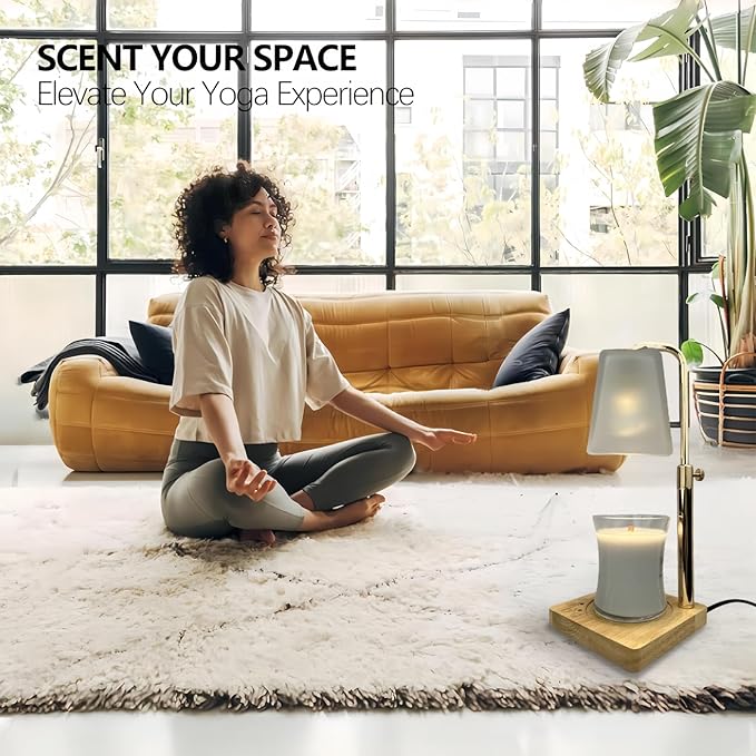 Candle Warmer Lamp with Timer Electric Wax Warmer for Scented Wax Melt Warmer Melter for Jar Candles Touch & Remote Control Dimmable Adjustable Height Gifts for Women 2 Bulbs Frossted Glass