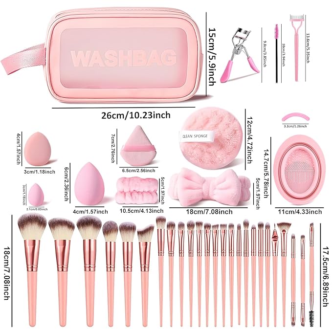 HGHDBT 70Pcs Pink Makeup Brushes Set Professional Makeup Kit Multi-functional Makeup Tool Set with Case Facial Makeup Accessories, Foundation Makeup Brush Kit Eye and Face Make up Brushes & Tools