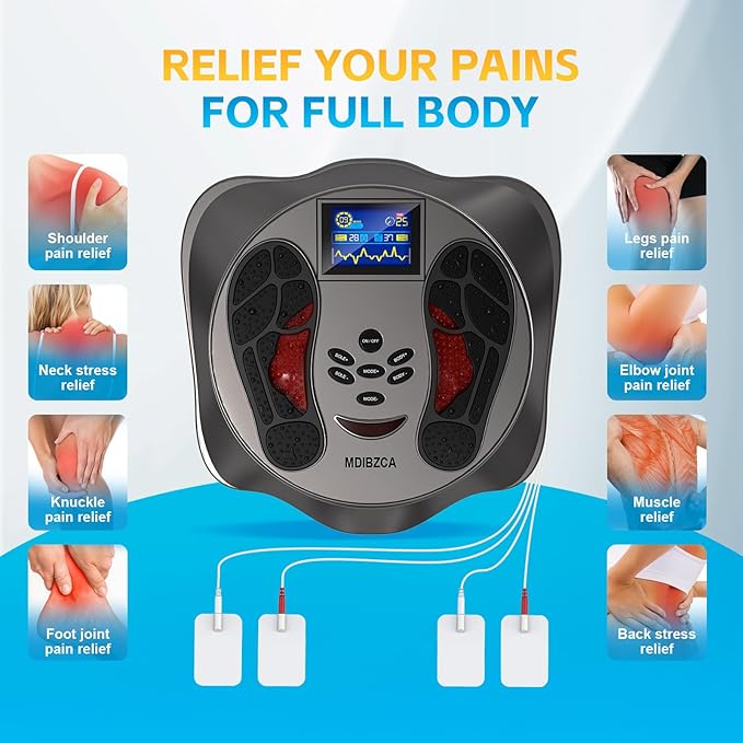 Electric Foot Stimulator, EMS & TENS Foot Massager for Neuropathy, Electric Feet Blood Circulation Machine, Improves Circulation,Relieves Body Pains
