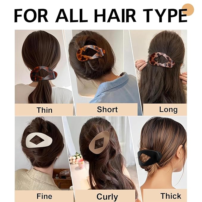 5 PCS Flat Hair Clips, No Crease Flat Claw Clips for Women, Large Strong Hold Barrettes for Thick Thin Hair, French Duckbill Styling Accessories(Matte Blue)
