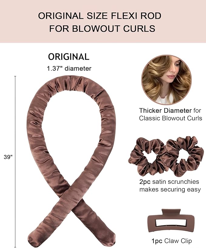 Satin Heatless Hair Curler Curling Rod Set - Soft Jumbo Large Flexi Rods Hair Rollers Curlers to Sleep In for Women, No Heat Heatless Curls Overnight Blowout Rods for Long Hair Volume Blowout Look
