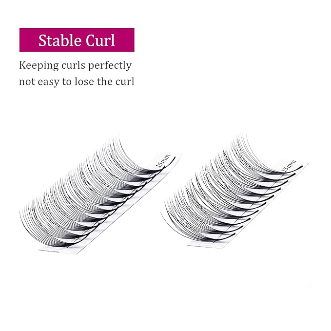 C Curl Volume Eyelash Extensions 10D 0.07 15-20mm Mixed Tray Premade Fans Pointed Base Middle Stem