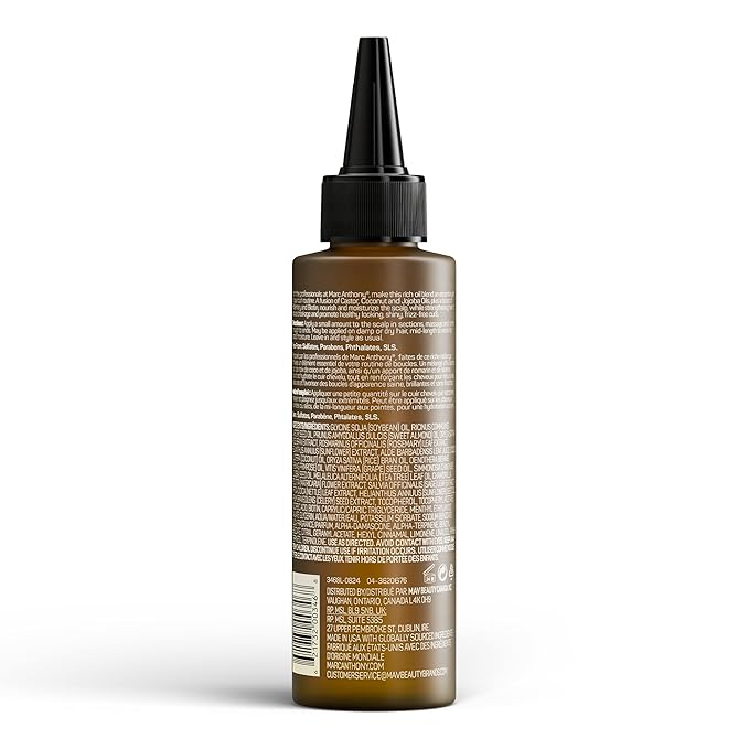 Marc Anthony Strengthening Scalp & Hair Oil for Curly Hair, Strictly Curls - Lightweight Hydrating Hair & Scalp Oil Adds Shine & Reduces Breakage for Long Lasting Curls - Non-Greasy & Reduces Frizz