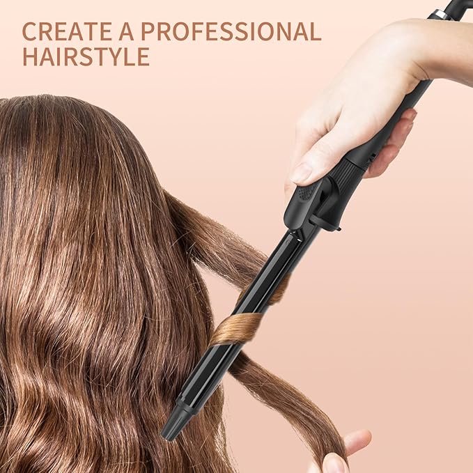 3/4 Inch Curling Iron with Clipped Tourmaline Ceramic Barrel Professional 0.75Inch Hair Curler up to 450°F Dual Voltage for Traveling 60 Mins Auto Off Suit for Different (Black, 0.75 Inch)