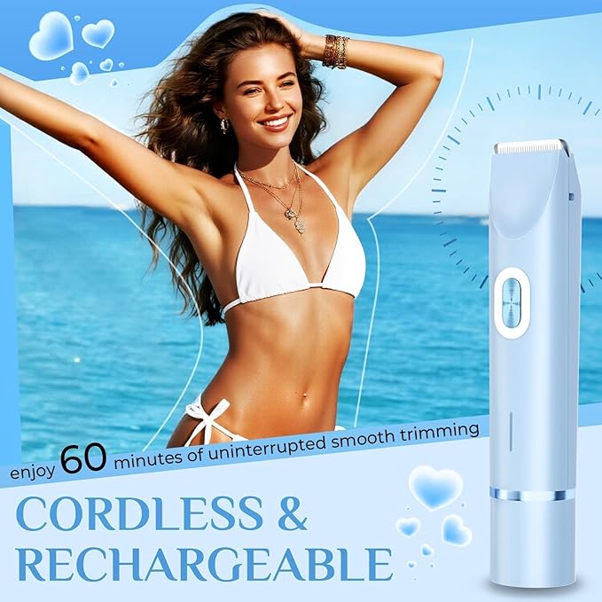 New 2-in-1 Electric Bikini Trimmer for Men - Dual Head Electric Razor,Waterproof Painless Bikini Shaver, Pubic Hair Trimmer for Private Area & Body Hair, Gifts for Men,Blue