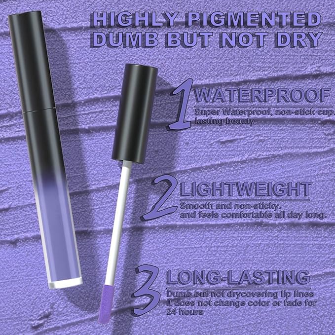 AMY'S DIARY Matte Plum Liquid Lipstick 5Pcs Sets,24-hour Lipstick Deep Purple Red Green Plum blue Lip Stain 24 Smudge Waterproof for Women (Set02)