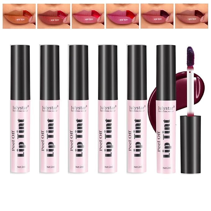 6 Colors Peel Off Lip Tint,Long Lasting Matte Tint,Long