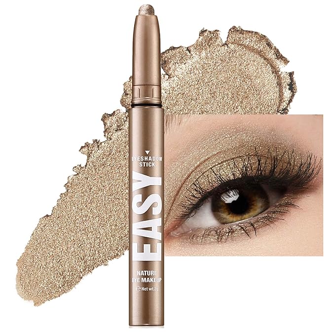 Khaki Eyeshadow Stick Makeup,Matte Cream Eye Shadow Pencil,High Pigmented Crease proof Glitter Eye Shadow Brightener Stick,Waterproof Long Lasting Eye Highlighter Crayon Eyeliner
