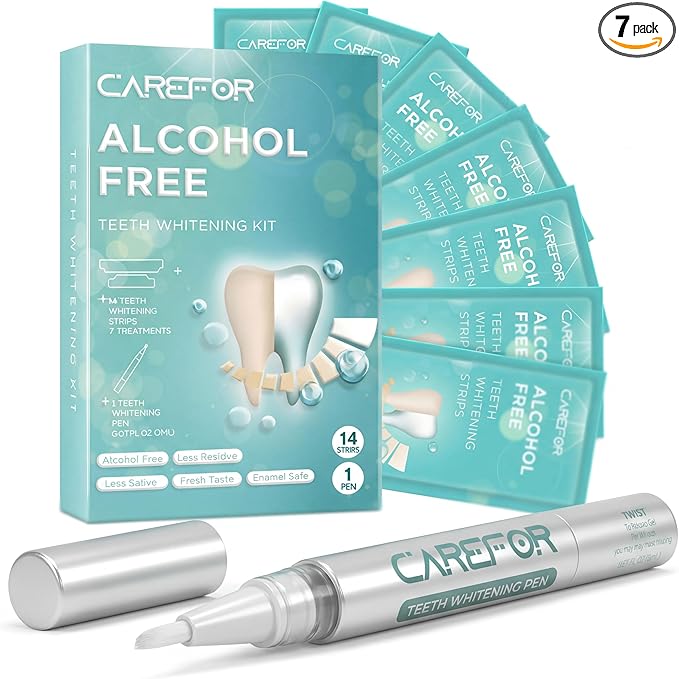 Teeth Whitening Strips Kit - 7 Treatments (14 Strips) - Contain Teeth Whitening Pen, Non-Slip, Sensitive Teeth Whitener, Teeth Whitener for Coffee, Tea,Wine, Tobacco, and Other Stains