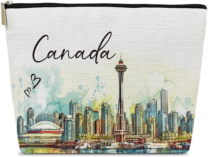 Ythuil Canada Travel Gifts Makeup Bag, City Travel Cosmetic Bag for Purse, Watercolor Makeup Bags, Canada Souvenir, Trip Favors for Traveller Lovers, City Themed Organizer
