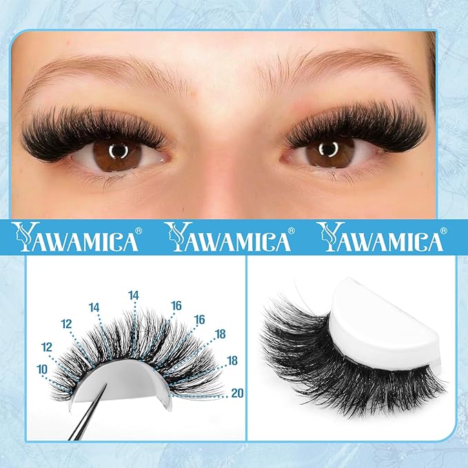 Yawamica Lash Clusters Kit 200D Fluffier Volume Cluster Eyelash Extensions Kit 10-20mm DIY Lash Extension Kit with Lash bond and Lash Remover and Lash Applicator for DIY Lash (200D-10-20MM Kit)