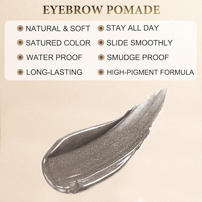 LAVONE Eyebrow Stamp Stencil Kit for Eyebrow, Brow Stamp Trio Kit with Waterproof Eyebrow Pencil, Eyebrow Pomade,20 Eyebrow Stencils,Dual-ended Eyebrow Brush and Sponge Applicator - Grey