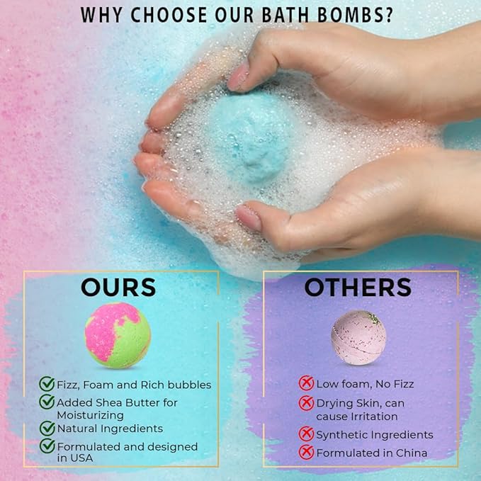 Valentines Bath Bombs for Women Relaxing with Inspirational Messages, 12 Natural and Organic BathBombs with Essential Oils & Skin Moisturizing Shea Butter. Gift for Wife, Girlfriend, Her