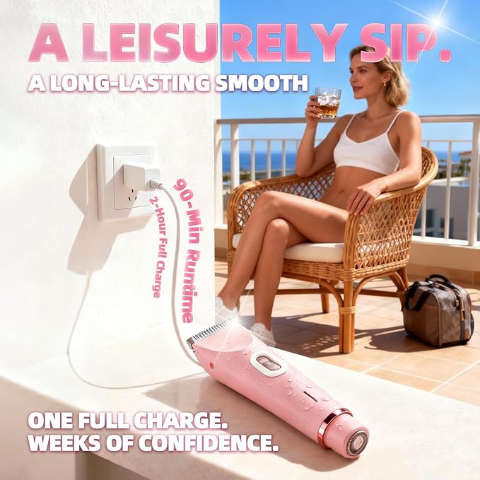 Upgrade 2-in-1 Bikini Trimmer for Women - IPX7 Waterproof & Gentle Electric Razors for Bikini Line, Legs, Underarms, Face - Portable Cordless Body Shaver for Trip, Ideal Women's Gift