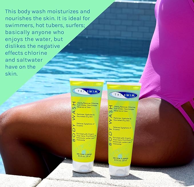 TRISWIM Chlorine Removal Body Wash 8.5 Fl Oz | Removes Chlorine, Bromine, Hard Water Minerals & Saltwater | Hydrates & Restores Skin | Moisturizing Chlorine Soap For Swimmers And Athletes