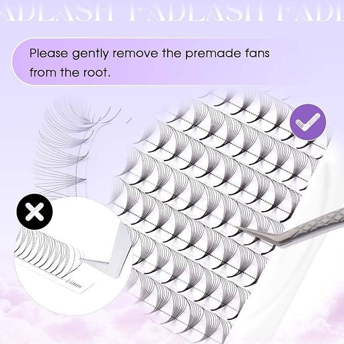 FADLASH Premade Lash Fans C Curl Premade Fans Eyelash Extensions 8D 0.07 Volume Lash Fans Premade Handmade Premade Lash Extensions Fans (8D-0.07C-10mm)