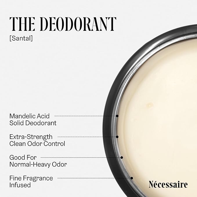 Nécessaire The Deodorant Santal | Aluminum Free Deodorant For Women & Men. Extra Strength Treatment with Mandelic Acid. Free of Baking Soda, Ozokerite & Silicones (75 g/2.5 oz)