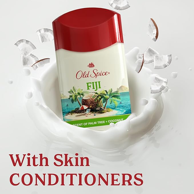 Old Spice Dry Feel Antiperspirant Deodorant for Men, 24/7 Freshness, 24/7 Sweat & Odor Protection, Gentle on Skin with Skin Conditioners, Fiji with Palm Tree + Coconut Scent, 2.6 oz (Pack of 2)