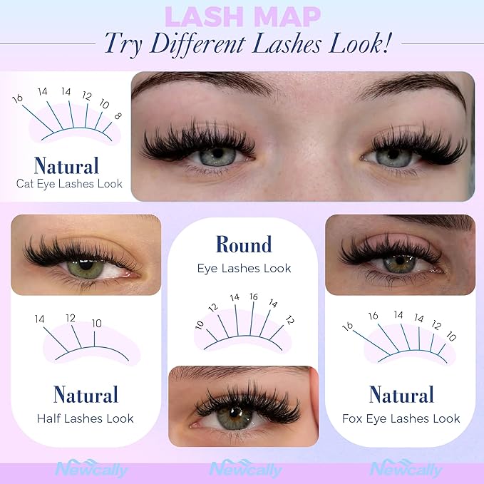 Lash Clusters Wispy Natural Look Eyelash Clusters Manga Cluster Eyelash Extensions 8-16MM Individual Lashes 8-16MM DIY Lash Extension Beginner-friendly by Newcally