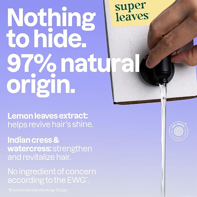 ATTITUDE Clarifying Hair Shampoo, Plant- and Mineral-Based, EWG Verified Vegan and Cruelty-free, Lemon Leaves and White Tea, Bulk Refill, 67.6 Fl Oz