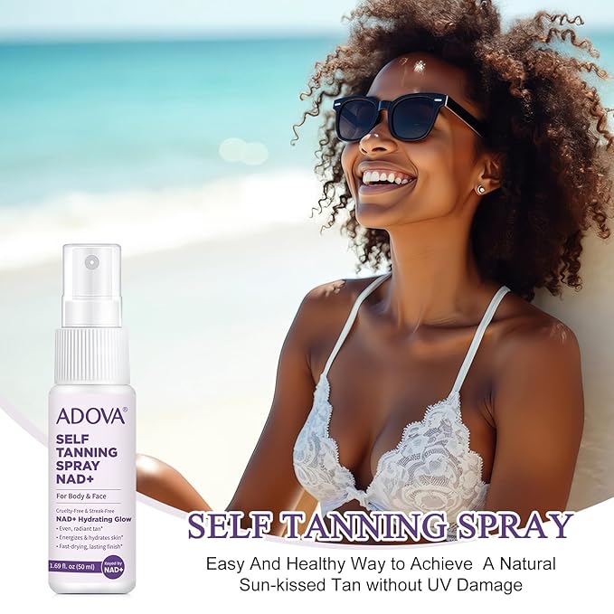 2 Pack Self Tanning Spray, Contains Nad+, Aloe Vera & Vitamin E, Long-Lasting, Repair Cells, Moisturizing, Sun-Free Natural Self-Tanning, Medium To Dark, For Women & Men