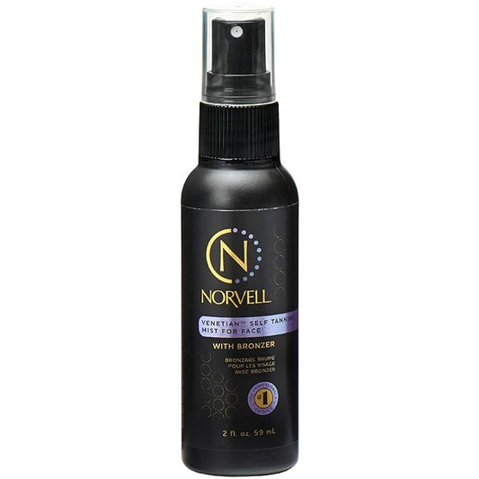 Norvell Venetian Sunless Self Tanner Mist for Face 2 fl oz – Non Comedogenic Facial Bronzing Self Tanning Spray for Natural Fake Tan Sun Kissed Glow, Streak Free, Long Lasting Color