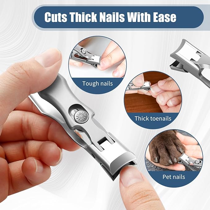 German Nail Clippers for Men, Upgraded Ultra Sharp Stainless Steel Nail Clippers for Thick Nails, Luxurious Ultra Sharp Nail Clippers Set with Nail File for Seniors Men Women (Color)