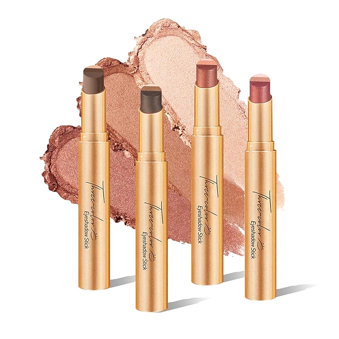 O'CHEAL 4PCS 3 Color Gradient Eyeshadow Stick Matte Shimmer Waterproof Long-lasting Crease-proof & easy to apply, suitable for dailymakeup touch-ups，Eye shadow pen set for Make Up