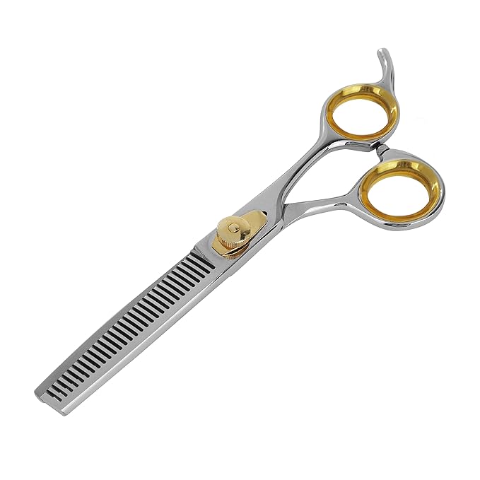 SHARF Gold Touch Barber 6.5 Inch, 30-Tooth, Professional Thinning Shears 440c Japanese Stainless Steel Barber Scissors for Men and Women