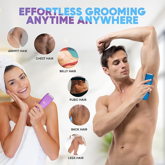 Body Hair Trimmer for Men and Women, Ball and Groin Trimmer, Bikini Trimmer, Pubic Hair, Manscaper, Waterproof, Wireless Grooming, Body Shaver, Manscape (Black)