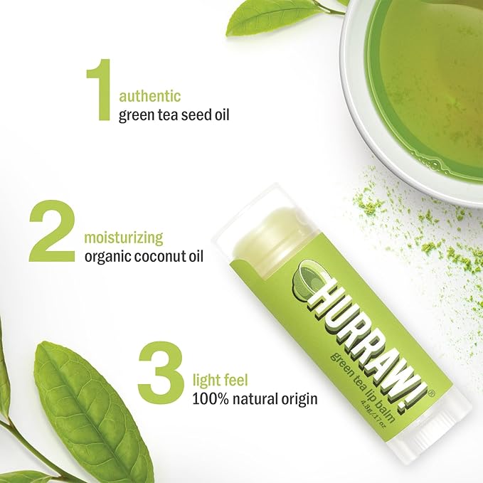 Hurraw! Green Tea Lip Balm: Organic,