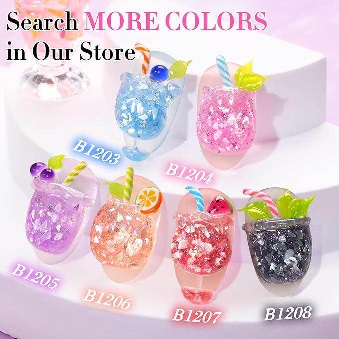 Double Rhythm 0.5Oz Glitter Gel Polish Same Color Same Bollte Shimmer Reflective Color for Nail Art Salon DIY Soak Off 15ml Nail Lamp Gel Polish at Home (Shell Pink-B1204)