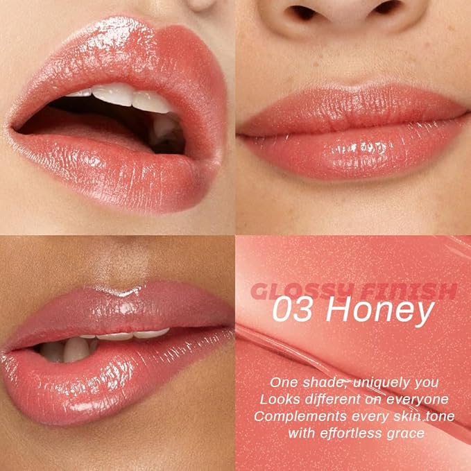 HHLTOH Honey Lipstick Tinted Lip Balm - Shine Moisturizing Lipstick for Women, Natural Nourishing Hydrating Lip Color Gloss Stain for Dry Lips, Tint Sheer Lightweight Makeup, Vegan - 1Pc #03 Honey