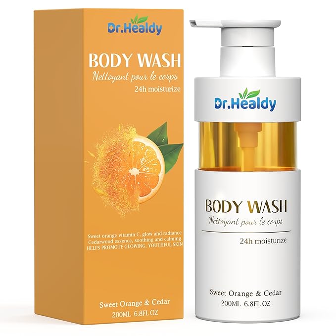 Body Wash with Vitamin C - 24HR Hydrating Moisturizer - Sulfate, Paraben & Dye Free for All Skin Types - Refreshing Feel for Women & Men - 6.8Fl. Oz