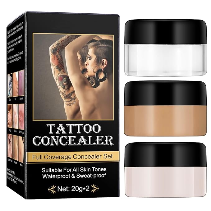 Tattoo Cover Up Makeup Waterproof, Long-Lasting Tattoo Cover Up Concealer,Tattoo Cover Up Makeup Waterproof,Invisible and Natural, Suitable for Tattoos, Scars and Vitiligo