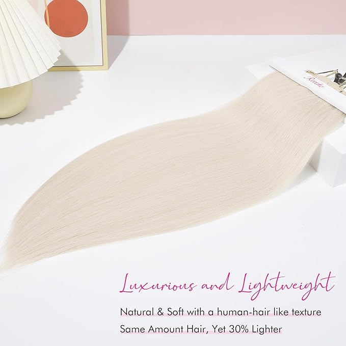 REECHO Hair Extensions, 11PCS Clip in Hair Extensions 28" Long Straight hair extensions HE005 Natural Soft Synthetic Hairpieces for Women Platinum Blonde