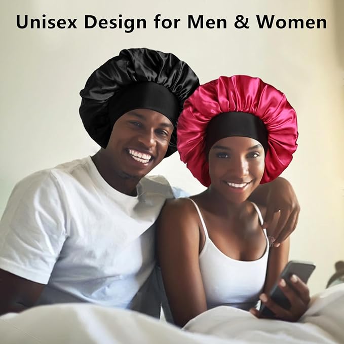 2pcs Bonnets for Men, Double Layer Hair Bonnet Satin Bonnet for Women Curly Hair Braids