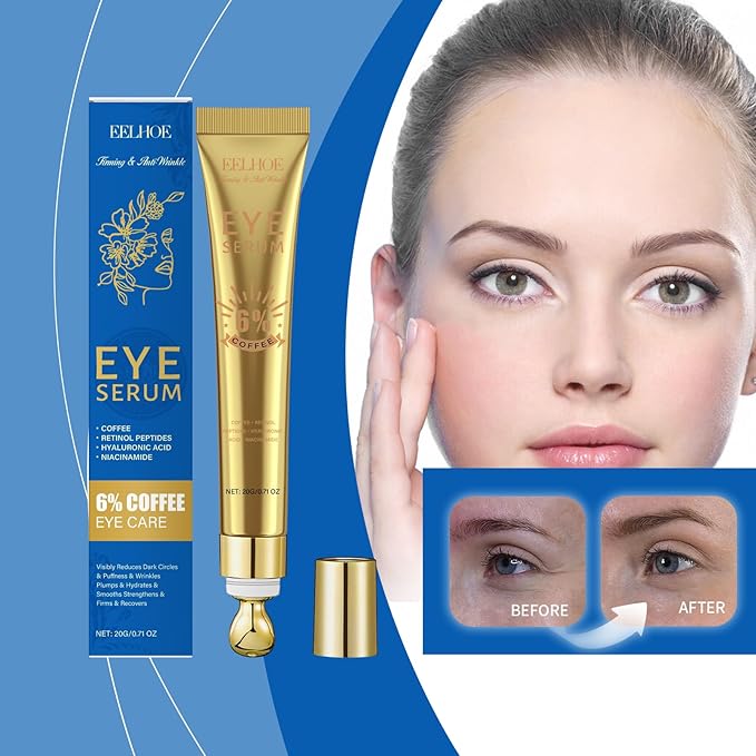 Retinol Eye Serum for Dark Circles & Puffiness with Niacinamide, Hyaluronic Acid & Caffeine - Anti-Aging Under Eye Treatment for Wrinkles, Brightening, Firming & Depuffing