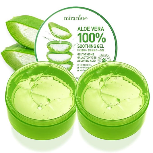 MIRACLAIR Aloe Vera Gel for Face, Skin, Hair & Sunburn Relief, Made with 100% Pure Aloe Gel for All Skin Types. Made in Korea. 300ml (10.1fl.oz) (2)
