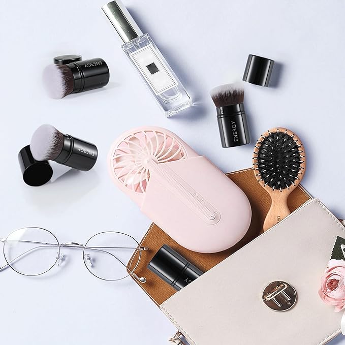 ENERGY Kabuki Brush Retractable - Makeup Kabuki Foundation Brush Travel for Liquid, Blush, Loose Powder & Cream Bronzer Blending, Buffing Cruelty-Free Face Makeup Brushes with Cover Mini (Black)