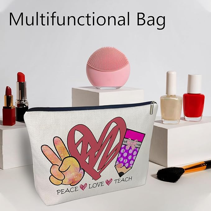 CLHHM Teacher Appreciation Gifts Makeup Bag Cosmetic Bag with Zipper Travel Toiletry Bag Birthday Gifts for Women Teenage Girls New Mom Care Package