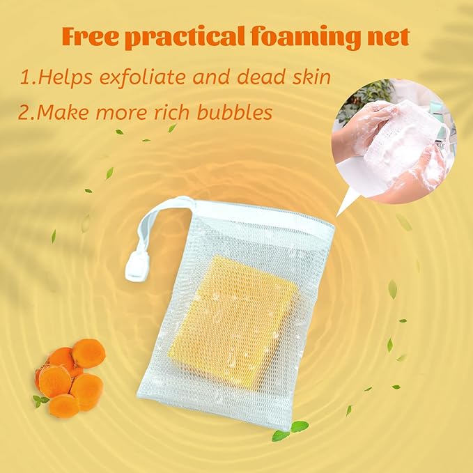 Umpeimvon 3 Pack Turmeric Soap Bar for Face & Body Cleanser, Organic Turmeric Soap, Smooth Skin and Moisturizing, All Natural Tumeric Soap, Handmade Turmeric Face Soap Ginger Soap, 3.53oz × 3