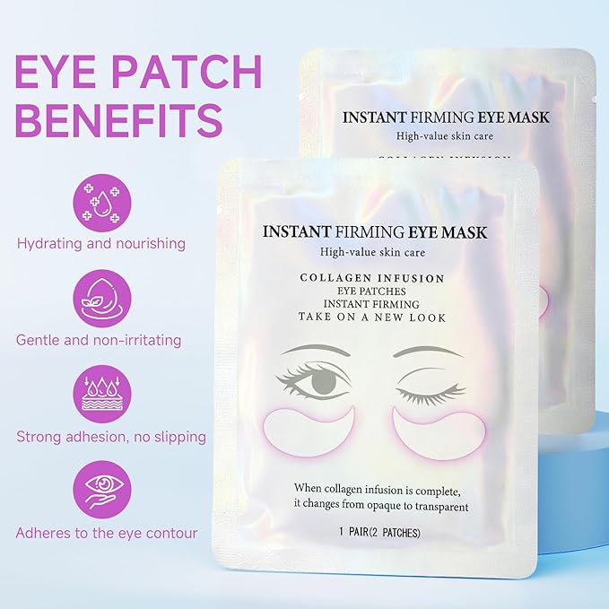 CEMSAZORL Instant Firm Under Eye Patches, Collagen Peptide Firming Under Eye Mask for Puffy Eyes and Dark Circles Treatment, Wrinkles Filler Improve Fine Lines Skin Care for Women Men, 10 pair